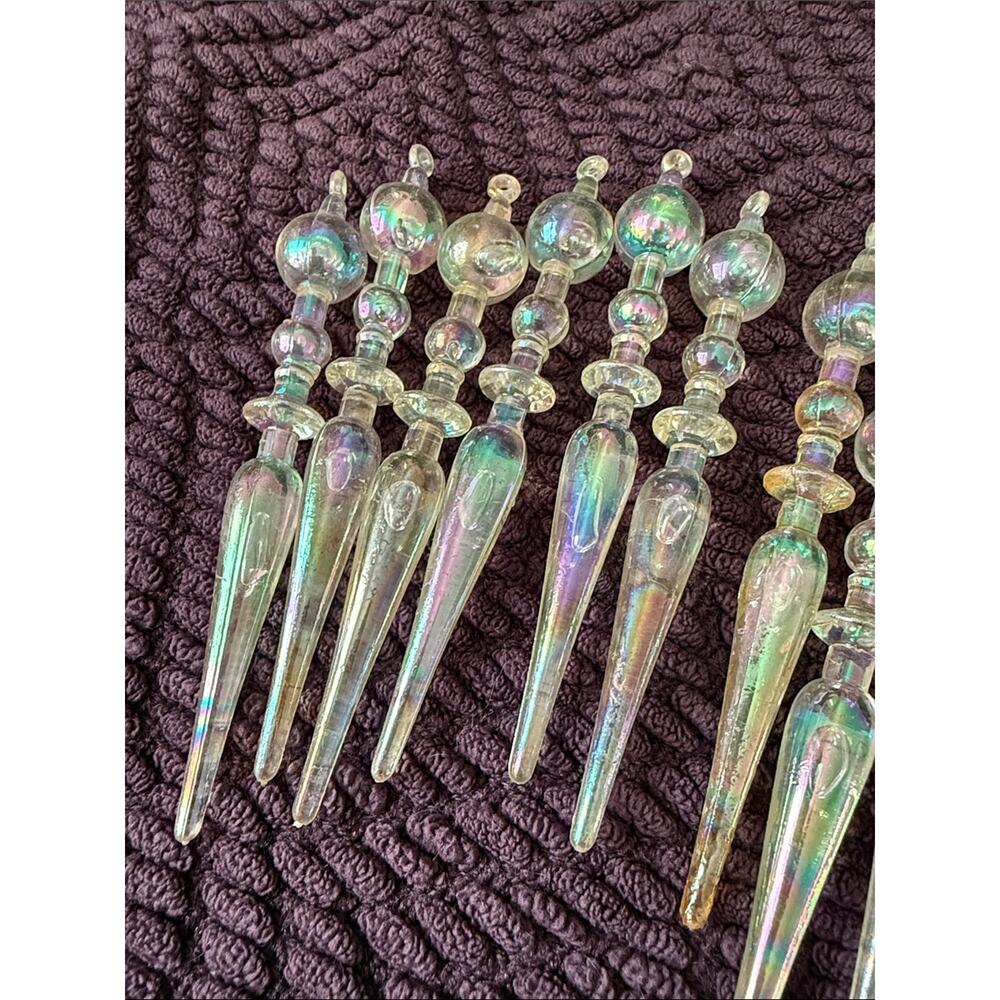 Vintage Silvestri 17 Piece Iridescent Acrylic Icicle Holiday Christmas Ornaments - Picture 2 of 4
